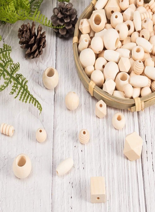 دي آي واي كرافتس مجموعة 130 قطعة من الخرز الخشبي الطبيعي المتنوع غير المصنّع، خرز فاصل دائري/مكعب/مضلع/بيضاوي/عمودي، خرز خشبي غير مصقول، خرز سائب للأساور والقلائد والمجوهرات وديكورات عيد الميلاد (130) - Image 5